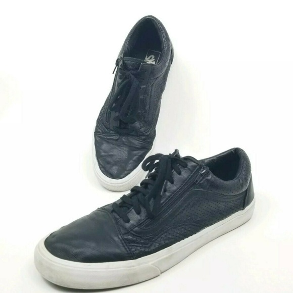 black leather lace up vans